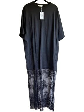 Billy J Raina T-Shirt Maxi Dress, Black Lace